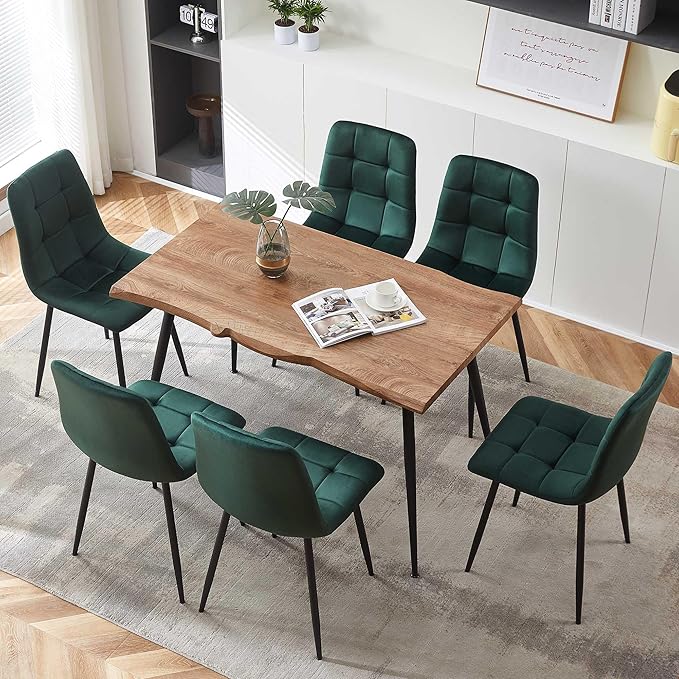 Rectangular Dining Table Set with Upholstered Chairs - Modern Kitchen Table and Chairs Set of 4 for Small Spaces - Green