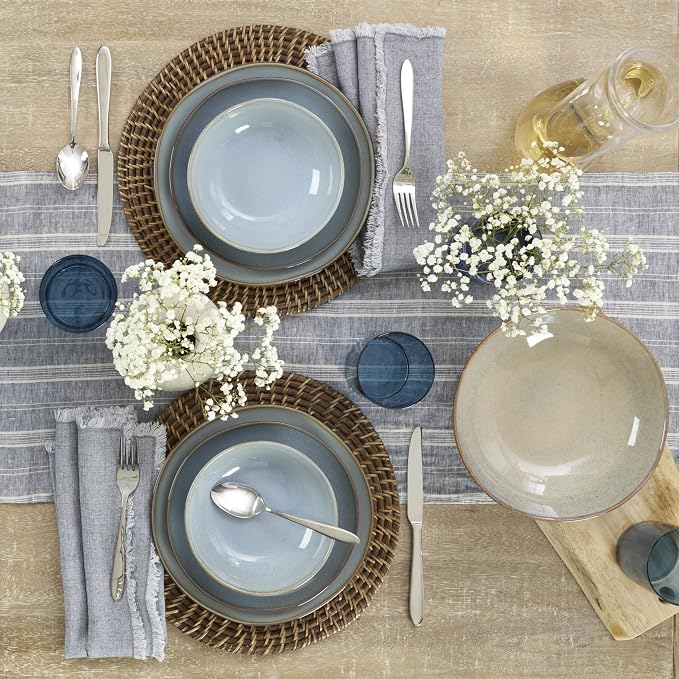 Oneida 897199 Organic Shades 12-Piece Dinnerware Set, Slate Blue - Image 13
