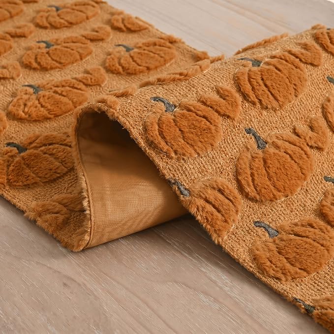 Artoid Mode Caramel Soft Faux Fur Fall Table Runner 13x120 Inch | Seasonal - Image 6