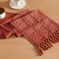 Macrame Style Boho Table Runner, 12x48 Inch Rust | Woven Boho Table Runner by ZEEMARTONLINE