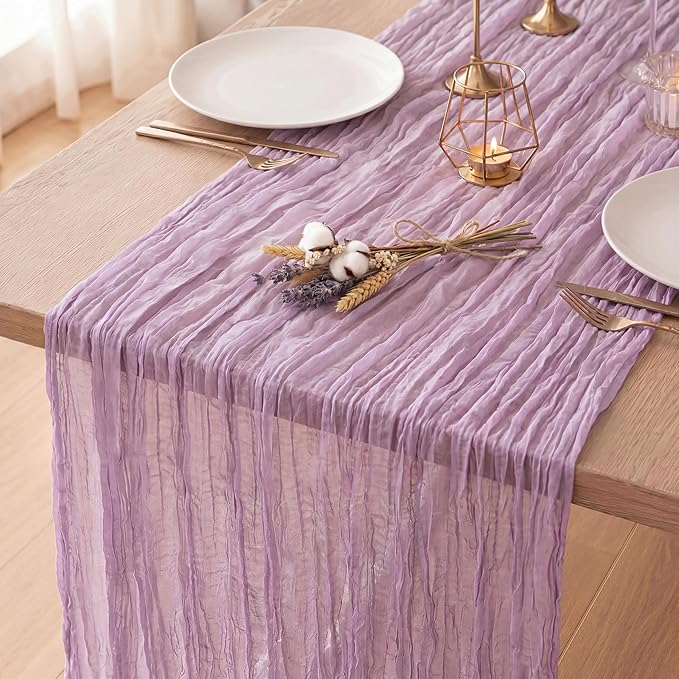 6 Pack Lilac Purple Cheesecloth Table Runner 120 Inch Boho Wedding Decor | by Fixwal