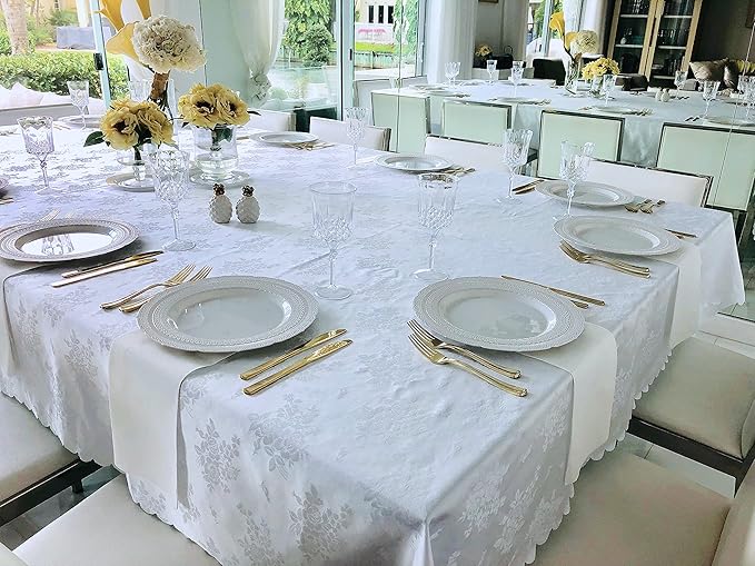 " OCCASIONS " 80 Plates Pack,(40 Guests) Extra Heavyweight Vintage Wedding Disposable/Reusable Plastic Plates 40 x11'' Dinner +40 x 8.25'' Salad/Dessert Plate (Chatesau Light Gray)