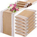 Tatuo 6 Pcs Lace Burlap Table Runner 12'' x 72'' Rustic Jute Hessian Farmhouse by Tatuo