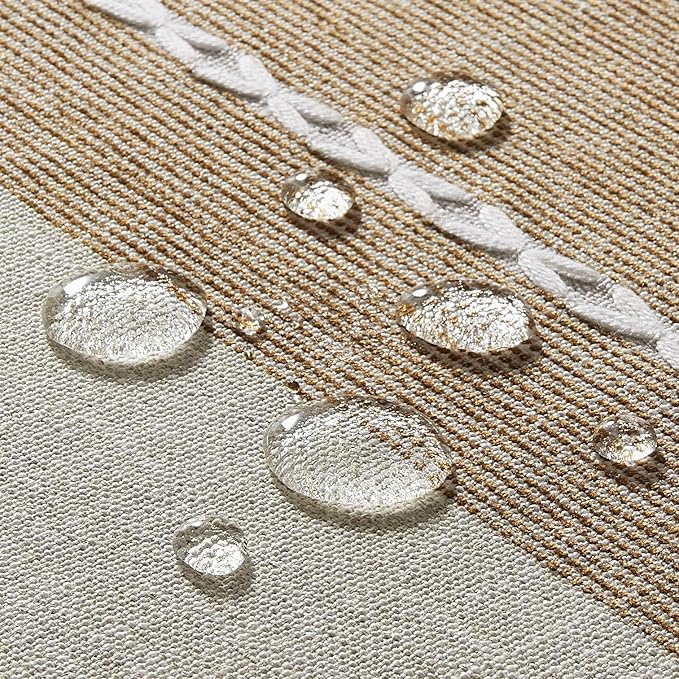 ZeeMart Contrast Linen Table Cloth Rectangle Table Cloths 60x104 Inch Brown, Farmhouse Style Heavy Weight Beige Tablecloth, Water Resistant Burlap Tablecloths