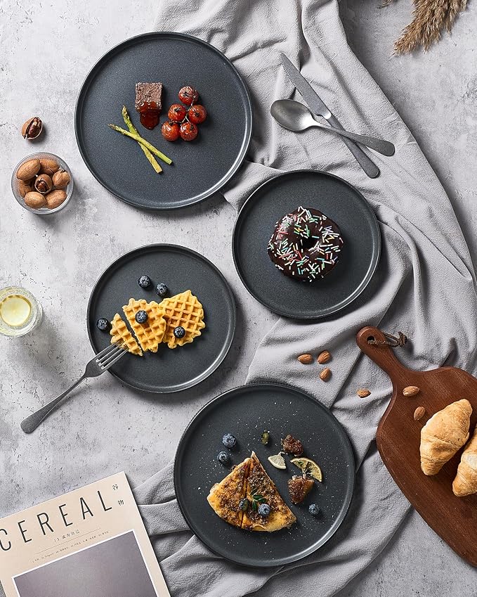 famiware Star Salad Plates for 6, 8 inches Plate Set, Stoneware Dinnerware - Image 6