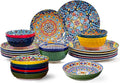 24 Pieces Dinnerware Sets, Ceramic Plates and Bowls Set, Microwave and by Romatlink