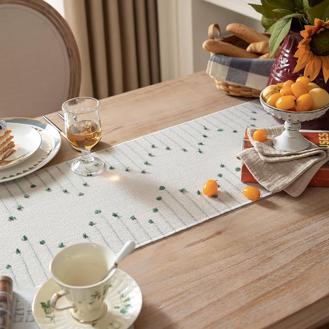 Boho Table Runner 13 x 90 Inch Long Natural Cotton Woven Runner - Image 3