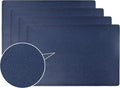 Faux Leather Placemats, PU Table Mats, Set of 4, Waterproof, Stain Resistant, Heat Resistant, Non-Slip Easy to Clean for Kitchen Dining Table,Conference Table C Blue Rectangle