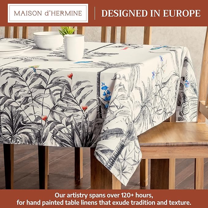 Maison d' Hermine Table Cloth Rectangle Table 100% Cotton 60 x 108 Inches Fall Tablecloth Reusable Everyday Use for Thanksgiving Christmas Decorations Dining Farmhouse Party (Amazonia)