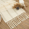 Boho Cream Table Runner, 12x36 Inches | Tassels, Summer Farmhouse, Woven Cotton by Counfeisly