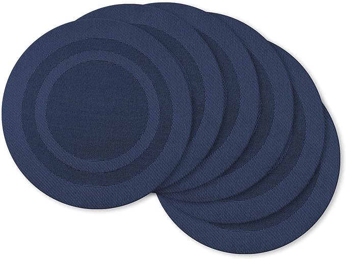 DII PVC Tabletop Collection Woven Indoor/Outdoor, Round Placemat Set, Nautical by DII
