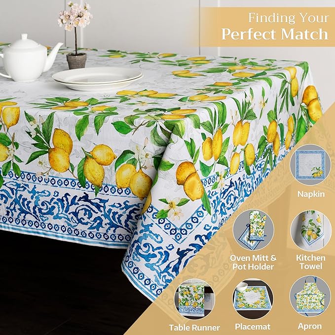 Maison d' Hermine Table Cloth Rectangle Table 100% Cotton 60 x 90 Inches Tablecloth Reusable Decorative for Dining Room Farmhouse Home Valentines Day Decorations Spring Summer - Cedrat