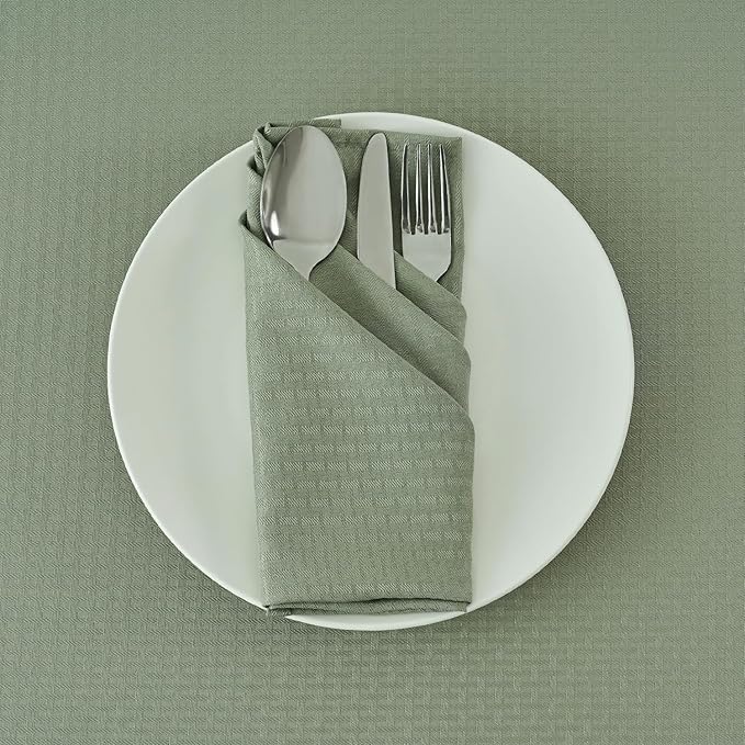 maxmill Cloth Napkins Weaved Texture Pattern Soft Comfortable and Luxury Serviette for Restaurant Family Dinners Weddings Parties and Banquets Set of 4 Pieces, 20 x 20 Inch Sage Green