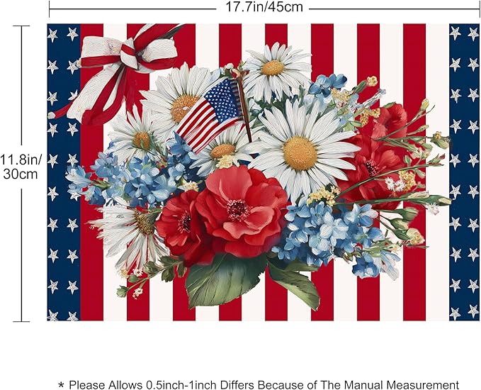4th of July Placemats Set of 4 Washable Table Place Mats for Dining Kitchen Party Decor