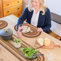 Homespice Gingerbread Braided Oval Table Runner, Warm Country Decor, Brown 11x36 - Jute Dining Table Accessories - Rich Colors, Easy to Clean, Durable and Protects Furniture