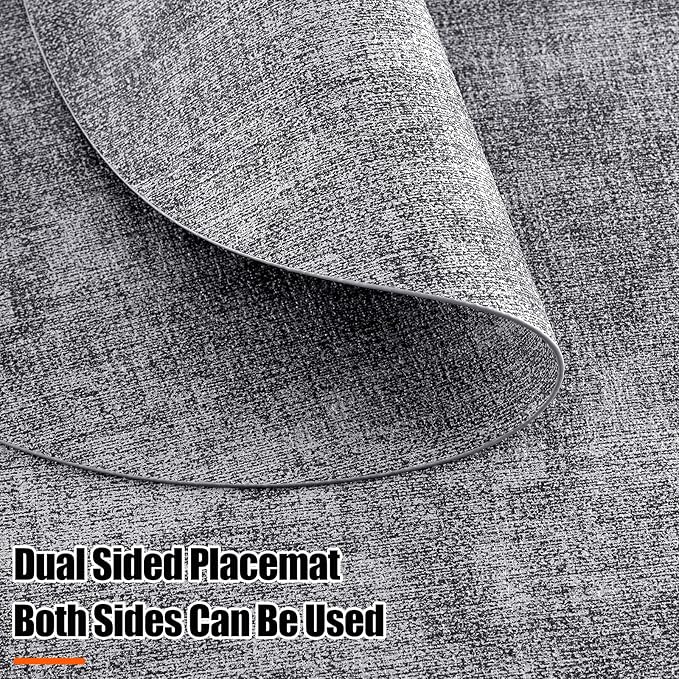 Homaxy Round Faux Leather Placemats and Coasters, Washable Dual-Side Table Mats, Wipeable Heat-Resistant Dining Place Mats for Outdoor and Indoor, Set of 8, Diameter 13 and 3.93 inch, Black