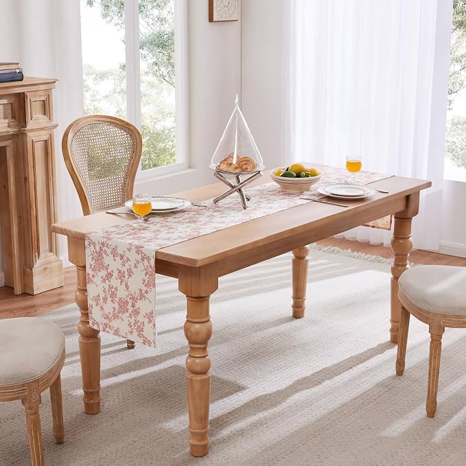 French Pastoral Farmhouse Table Runners, 13x36 Inch Red | 100% Organic Cotton - Image 3