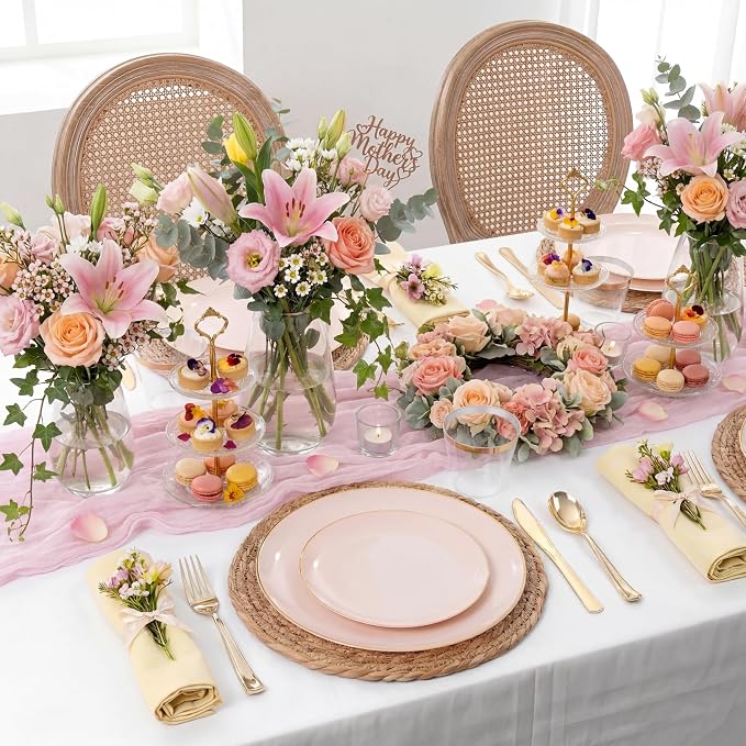 KIRE 175PCS Pink Plates Disposable - Image 4