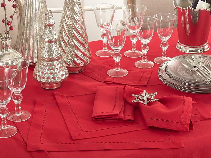 SARO LIFESTYLE Hemstitched Border Cocktail Napkin - Image 2