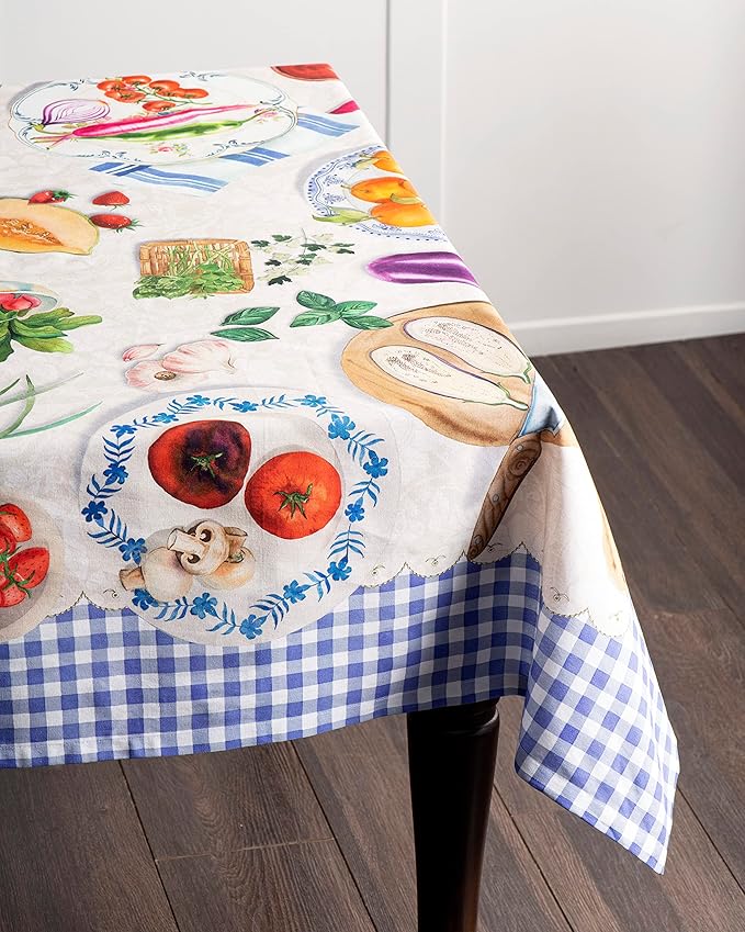 Maison d' Hermine Table Cloth Rectangle Table 100% Cotton 70 x 90 Inches Tablecloth Reusable Decorative for Dining Room Farmhouse Home Valentines Day Decorations Spring Summer - Gourmand
