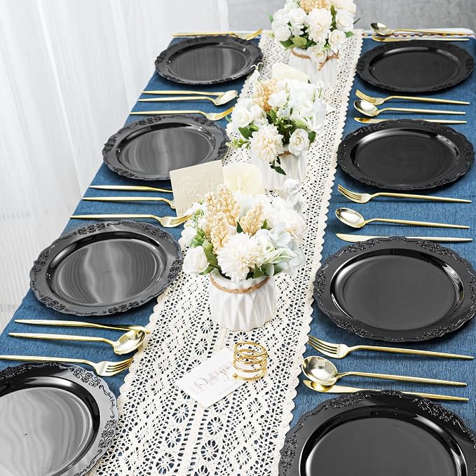 100 Pcs Black Plastic Plates for Party 10.25" Dinner Disposable Plates | 100 - Image 7