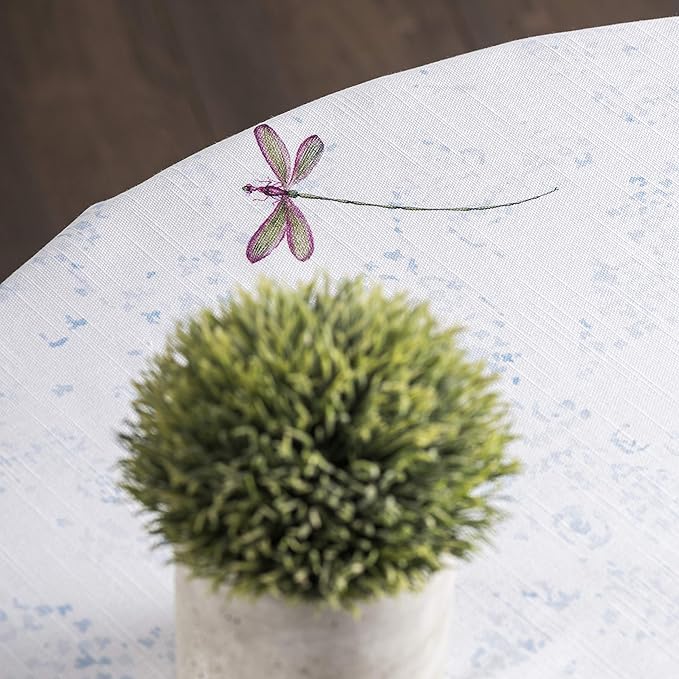 Maison d' Hermine Table Cloth Round Table 100% Cotton 63 Round Inches Tablecloth Reusable Decorative for Dining Room Farmhouse Home Valentines Day Decorations Spring Summer - Fleurs De Mai