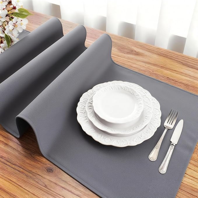 FOLINS&HOME Grey Waterproof Decorative Table Runner 108 Inches Long | 210GSM - Image 3