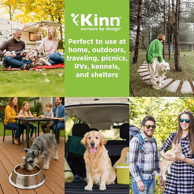 Kinn Kleanbowl Pet Bowl Stainless Steel Frame with Compostable Refills, 24 oz (Pack of 1) – Spill-Proof Stable Disposable Dog Bowls for Easy Cleaning and Healthy Pets, No Plastic