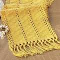 Yellow Table Runner with Tassels 12x90 Inch by FEXIA