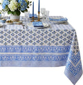 ATOSII Gulbahar Blue 100% Cotton Fall Rectangle Tablecloth, Hand Block Print Washable Table Cover, Christmas Parties Buffet Dining, Weddings, Thanksgiving Autumn Home Decor, 60 X 108 Inches 8 Seater