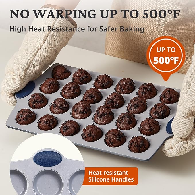 BRONYPRO 24-Cup Non Toxic Nonstick Ceramic Mini Muffin Pan & Cupcake Tin - Image 8