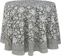 ATOSII Meraki Green 100% Cotton Round Tablecloth, Handblock Print Floral Table Cloth for Kitchen Dining Linen I Parties, Weddings, Outdoors, Christmas I Fall Home Decor 60" Inches Round