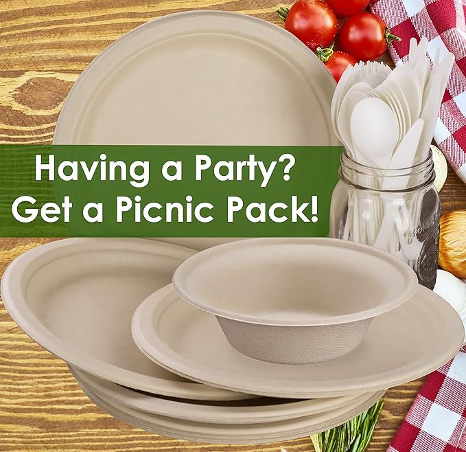 Durable, Biodegradable, Leak-Proof, 11.5 oz Disposable Bowls 200 Pack. Plant-Based Gluten Free Compostable Wheatstraw Fiber Container, Eco-Friendly, Microwavable and Safe for Hot, Cold or Pet Foods.