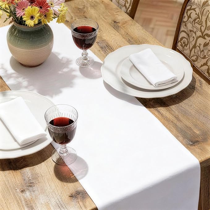 MEANMOY White Table Runner 60 Inches Long Waterproof Table Runners | Washable - Image 6