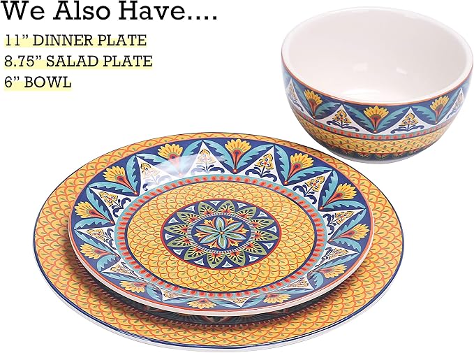 Bico Havana Salad Plates Set of 4, 8.75 Inch Ceramic Dessert Plates - Image 4