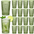 24 Pcs 16 oz Plastic Vintage Drinking Glasses Stemless Ribbed Highball Glasses by Unknown
