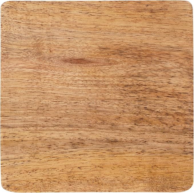 Set of 6 Wood Coasters - Natural Mango Wooden Coasters for Drinks, Beverages, Wine Glasses & Bar Glasses - Rustic & Durable Drink Coasters - Coaster Set for Home, Kitchen, Dining, Bar Decor