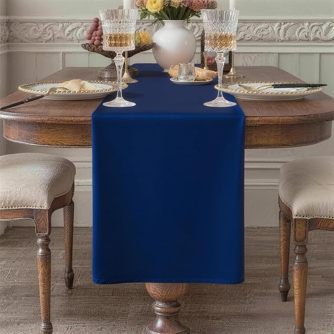 Navy Blue Table Runner, Waterproof Washable Runners 48 Inches Long | Reusable by KAIPHO