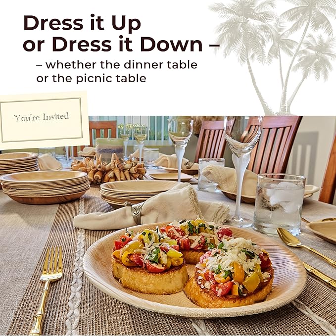 Indie Palm Disposable Palm Leaf Plates – 100 Pack 8 Inch Round – Heavy Duty, 100% Compostable & Biodegradable – Eco-Friendly Alternative to Plastic & Bamboo – Perfect for Parties & Events