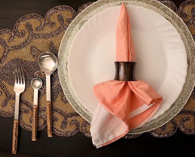 Bronze Napkin Rings, Napkin Ring Set of 12, Napkin Holders for Dining Table Settings Thanksgiving Metal Serviette Ring Rustic Table Décor for Weddings, Parties, and Everyday Use - CLEENTABLE