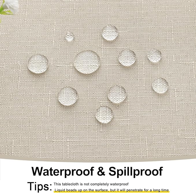 Smiry Rectangle Table Cloth Linen Textured, Waterproof Spillproof Anti-Wrinkle Burlap Tablecloth, Washable Decorative Fabric Table Cover for Dining, Party, Banquet, 60 x 120 Inch, Beige