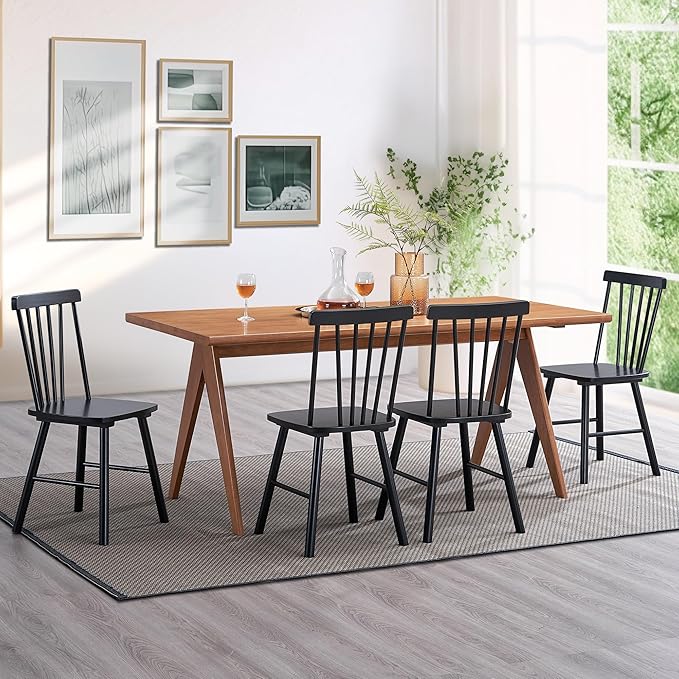 DUHOME Windsor Dining Chairs Set of 2,Farmhouse Style Spindle Back Wood Dining Room Chairs Wooden Kitchen Chair for Home Kitchen,Living Room,Bistro