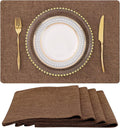 homing Cotton Linen Placemats Set of 4, Cloth Washable Farmhouse Dining Table Mats for Indoors & Outdoors, Easy to Clean, Brown, 13 x 19 Inch