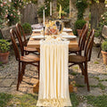 Beige Velvet Table Runner 29 x 120 Inch Luxury Farmhouse Tabletop | 10ft Long by SoarDream