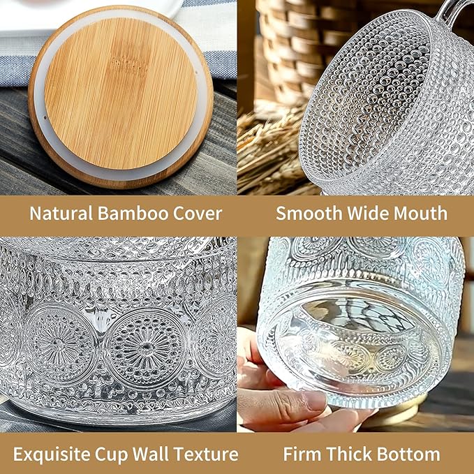 DOPUDO Vintage Glass Coffee Mugs, Overnight Oats Containers - Image 3