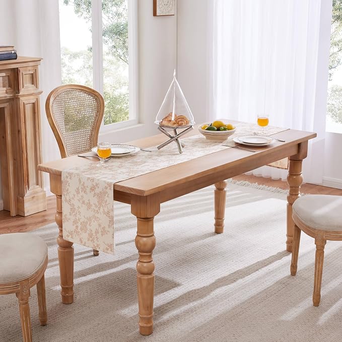 French Pastoral Farmhouse Table Runners, 13x72 Inch Taupe | 100% Organic Cotton - Image 3