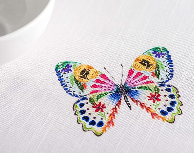 Maison d' Hermine Table Cloth Round Table 100% Cotton 63 Round Inches Tablecloth Reusable Decorative for Dining Room Farmhouse Home Valentines Day Decorations Spring Summer- Happy Florals -High Summer