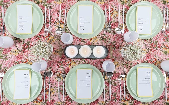 [30 Pack 8.6''] Mint Green Plastic Party Plates Edge Collection Premium heavyweight Elegant Disposable Tableware Dishes