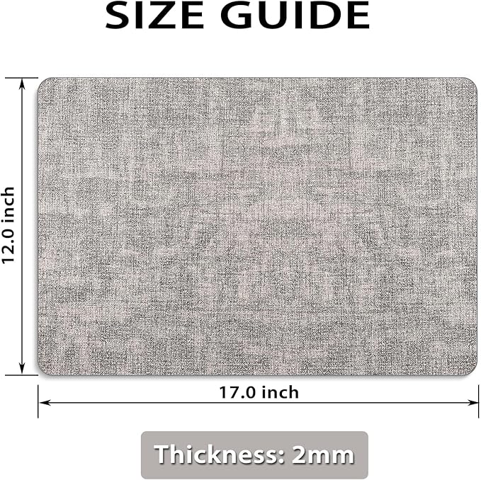 Placemats Set of 8 Washable, Heat Resistant Table Placemats Wipeable Faux Leather Place Mats Non Slip, Waterproof Square Table Mats for Indoor Outdoor, Light Grey