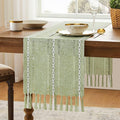 Hemstitched Farmhouse Table Runner, Sage Green 13x108 Inch, Cotton Linen Table by Unknown